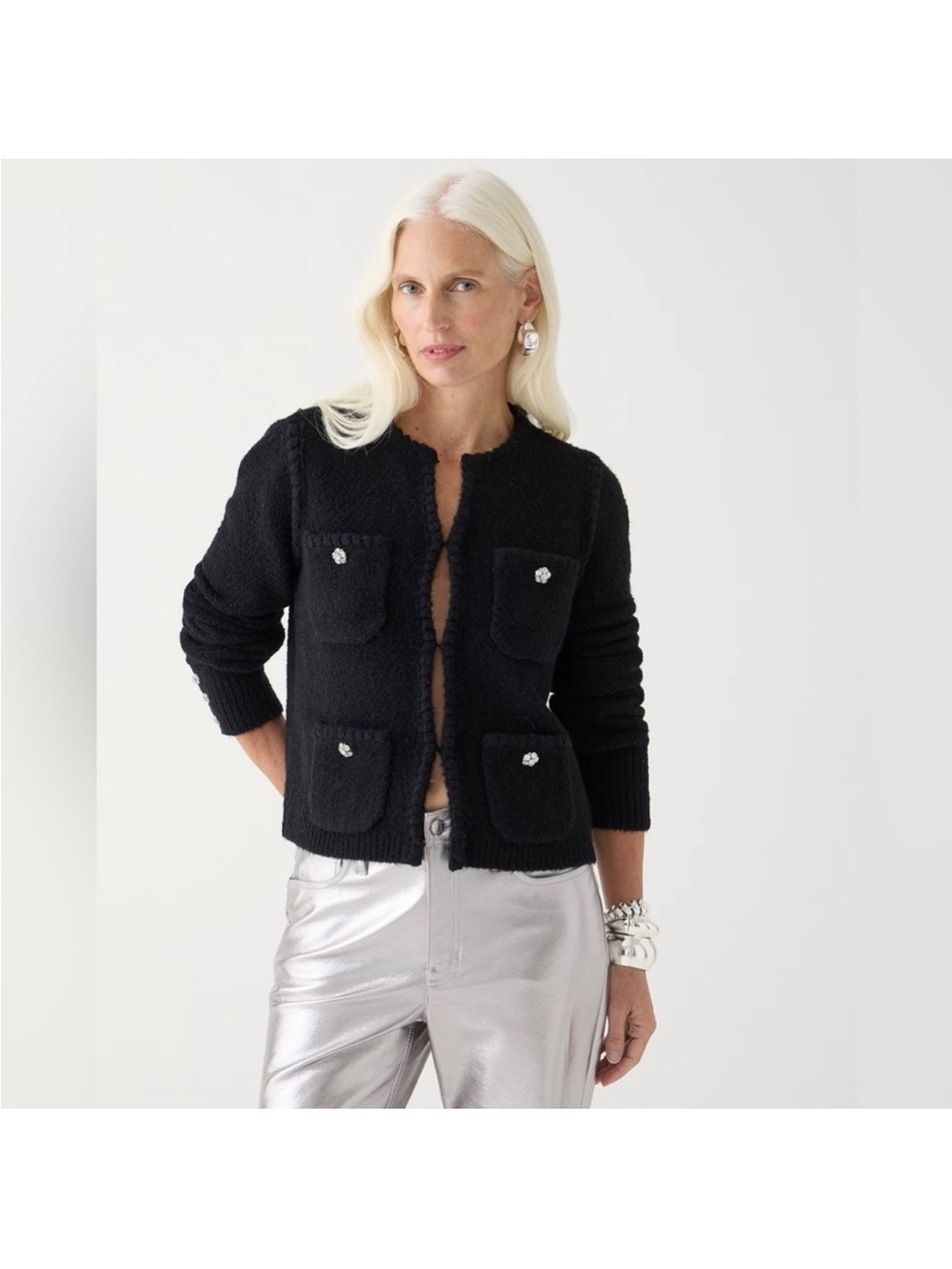 J.Crew Odette Sweater Lady Jacket with Jewel Buttons